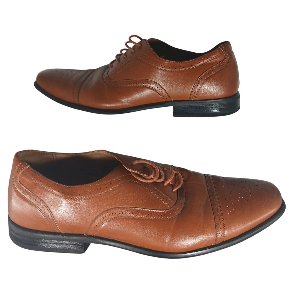 Delli Aldo Oxford Shoes 11 Cognac Brown Cap Toe Brogue Dress Formal M3-19006